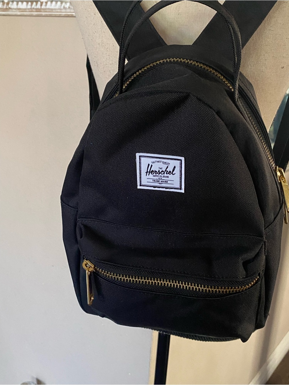 Herschel Supply Company Black Mini Backpack with Gold Zippers